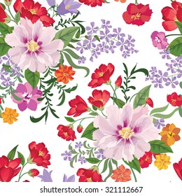 Floral seamless pattern. Flower background. Floral seamless texture with flowers. Flourish tiled wallpaper