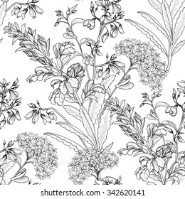 Floral seamless pattern. Flower background. Floral tile ornamental texture with flowers. Spring flourish garden