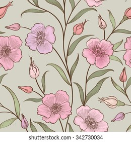 Floral seamless pattern. Flower background. Floral tile ornamental texture with flowers. Spring flourish garden
