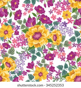 Floral seamless pattern. Flower background. Floral tile spring texture with flowers Spring flourish garden