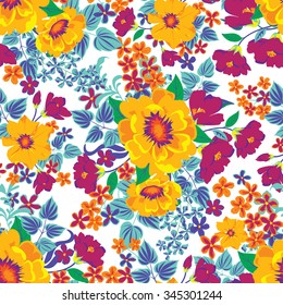 Floral seamless pattern. Flower background. Floral tile fall texture with flowers Ornamental flourish garden cover for card design