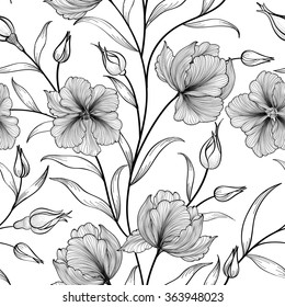 Floral seamless pattern. Flower background. Floral tile ornamental texture with flowers. Spring flourish garden