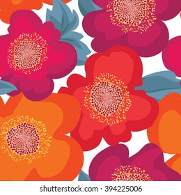 Floral seamless pattern. Flower  background. Floral tile ornamental texture with flowers. Summer flourish garden ornament in pop-art style