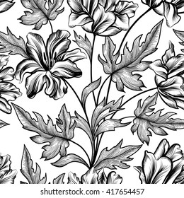 Floral seamless pattern. Flower background. Floral tile spring texture with flowers.