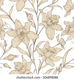 Floral seamless pattern. Flower background. Floral tile ornamental texture with flowers. Spring flourish garden