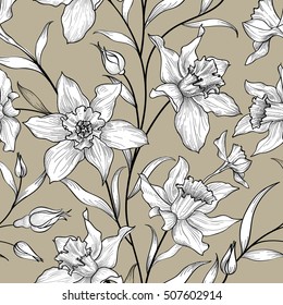 Floral seamless pattern. Flower background. Floral tile ornamental texture with flowers. Spring flourish garden