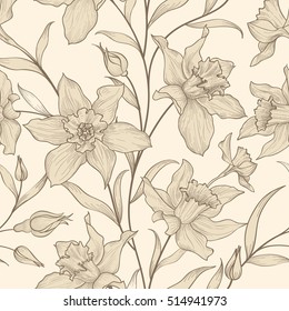 Floral seamless pattern. Flower background. Floral tile ornamental texture with flowers. Spring flourish garden