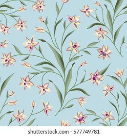 Floral seamless pattern. Flower background. Summer nature seamless texture. Flourish garden wallpaper