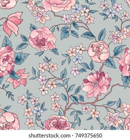 Floral seamless pattern. Flower background. Flourish garden wallpaper with flowers.