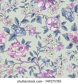 Floral seamless pattern. Flower background. Flourish garden wallpaper with flowers.