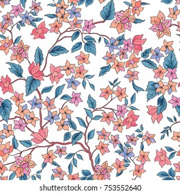 Floral seamless pattern. Flower background. Flourish garden wallpaper with flowers.