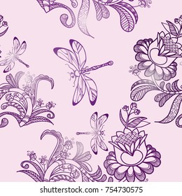 Floral seamless pattern. Flower background. Floral seamless texture with flowers. Flourish tiled wallpaper