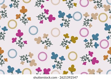 Floral seamless pattern ,flower branches seamless pattern , vector , illustration ,flowers pattern design Seamless flower pattern with colorful little flowers. Simple flat bright flowers background