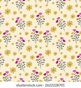 Floral seamless pattern ,flower branches seamless pattern , vector , illustration ,flowers pattern design Seamless flower pattern with colorful little flowers. Simple flat bright flowers background