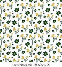 Floral seamless pattern ,flower branches seamless pattern , vector , illustration ,flowers pattern design Seamless flower pattern with colorful little flowers. Simple flat bright flowers background