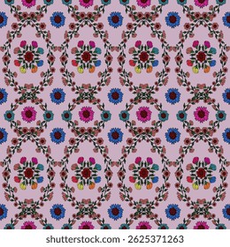 Padrão sem costura floral, ramos de flores padrão sem costura, vetor, ilustração, design de padrão de flores Padrão de flores sem costura com flores pequenas coloridas. Plano simples fundo de flores brilhantes