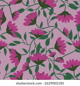 Floral seamless pattern ,flower branches seamless pattern , vector , illustration ,flowers pattern design Seamless flower pattern with colorful little flowers. Simple flat bright flowers background