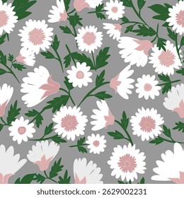 Floral seamless pattern ,flower branches seamless pattern , vector , illustration ,flowers pattern design Seamless flower pattern with colorful little flowers. Simple flat bright flowers background