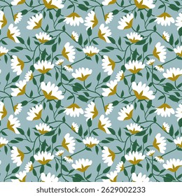 Padrão sem costura floral, ramos de flores padrão sem costura, vetor, ilustração, design de padrão de flores Padrão de flores sem costura com flores pequenas coloridas. Plano simples fundo de flores brilhantes