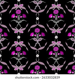 Floral seamless pattern ,flower branches seamless pattern , vector , illustration ,flowers pattern design Seamless flower pattern with colorful little flowers. Simple flat bright flowers background