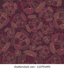 Floral seamless pattern. Flower cal vector motif on brown background. Elegant wallpaper.
