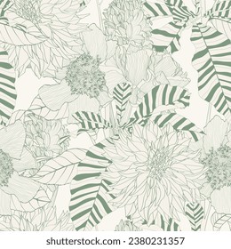 Floral seamless pattern. Flower camelia background. Flourish tiled ornamental texture with flowers. Spring floral garden.