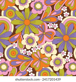 Patrón sin soldadura floral. diseño de patrón sin foco. Patrón floral de moda. Flor de Groovy. ilustración vectorial.