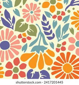 Floral Seamless Pattern. flower Seamless Pattern design. Trendy floral pattern. Groovy flower. vector illustration.