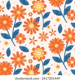 Patrón sin soldadura floral. diseño de patrón sin foco. Patrón floral de moda. Flor de Groovy. ilustración vectorial.