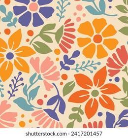 Floral Seamless Pattern. flower Seamless Pattern design. Trendy floral pattern. Groovy flower. vector illustration.