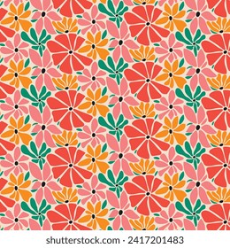 Floral Seamless Pattern. flower Seamless Pattern design. Trendy floral pattern. Groovy flower. vector illustration.