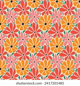 Floral Seamless Pattern. flower Seamless Pattern design. Trendy floral pattern. Groovy flower. vector illustration.