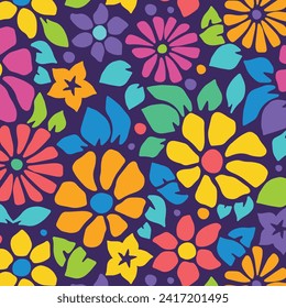 Floral Seamless Pattern. flower Seamless Pattern design. Trendy floral pattern. Groovy flower. vector illustration.