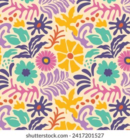 Floral Seamless Pattern. flower Seamless Pattern design. Trendy floral pattern. Groovy flower. vector illustration.