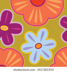 Floral Seamless Pattern. flower Seamless Pattern design. Trendy floral pattern. Groovy flower. vector illustration.