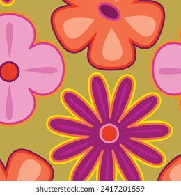 Floral Seamless Pattern. flower Seamless Pattern design. Trendy floral pattern. Groovy flower. vector illustration.
