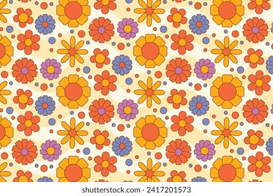 Floral Seamless Pattern. flower Seamless Pattern design. Trendy floral pattern. Groovy flower. vector illustration.