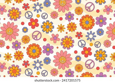 Floral Seamless Pattern. flower Seamless Pattern design. Trendy floral pattern. Groovy flower. vector illustration.