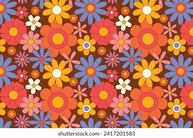 Floral Seamless Pattern. flower Seamless Pattern design. Trendy floral pattern. Groovy flower. vector illustration.