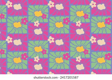 Floral Seamless Pattern. flower Seamless Pattern design. Trendy floral pattern. Groovy flower. vector illustration.