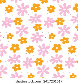 Floral Seamless Pattern. flower Seamless Pattern design. Trendy floral pattern. Groovy flower. vector illustration.