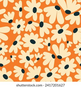 Patrón sin soldadura floral. diseño de patrón sin foco. Patrón floral de moda. Flor de Groovy. ilustración vectorial.