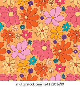 Patrón sin soldadura floral. diseño de patrón sin foco. Patrón floral de moda. Flor de Groovy. ilustración vectorial.