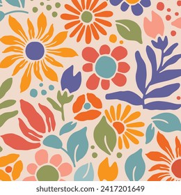 Floral Seamless Pattern. flower Seamless Pattern design. Trendy floral pattern. Groovy flower. vector illustration.