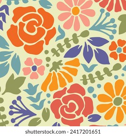 Floral Seamless Pattern. flower Seamless Pattern design. Trendy floral pattern. Groovy flower. vector illustration.