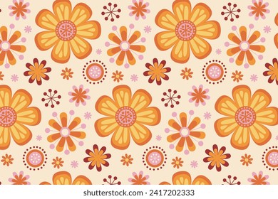 Floral Seamless Pattern. flower Seamless Pattern design. Trendy floral pattern. Groovy flower. vector illustration.