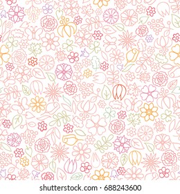 Floral seamless pattern.  Flower icon gentle background. Spring nature decor