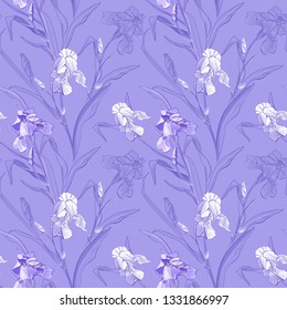 Floral seamless pattern. Flower iris background. Floral seamless texture with flowers.