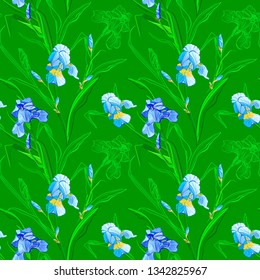 Floral seamless pattern. Flower iris background. Floral seamless texture with flowers.