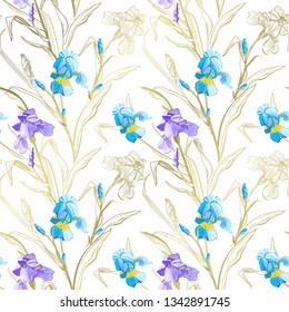 Floral seamless pattern. Flower iris background. Floral seamless texture with flowers.